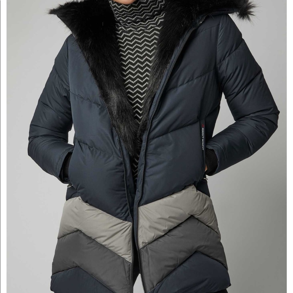 PERFECT MOMENT Oversized Faux FurTrimmed Down Coat